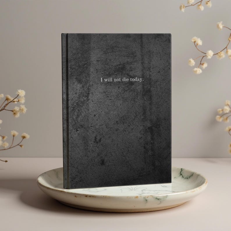Hardcover Spiral Notebook Charcoal Journal Book Club Reading Tracker Mental Health Notes Daily Writing Companion Fantasy Reader Gift Book Lover Present Motivational Quote Cover Resilience Journal Literary Empyrean Essential Portable 5x7 Size Durable