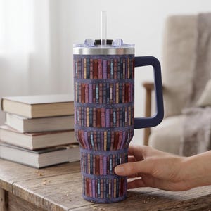 Book Lover Gift Reading Tumbler Library Aesthetic Cozy Bookish Gifts Men Insulated Cup Literary Travel Mug Botanical Design Drinkware 40oz image 7