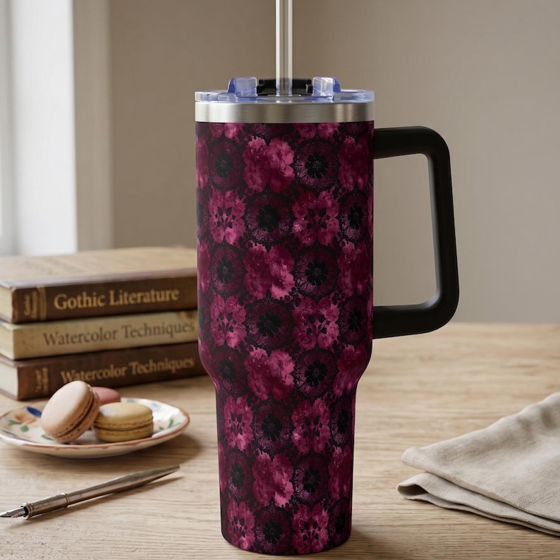 Book Lover Gift Reading Tumbler Library Aesthetic Cozy Bookish Gifts Men Insulated Cup Literary Travel Mug Botanical Design Drinkware 40oz image 16