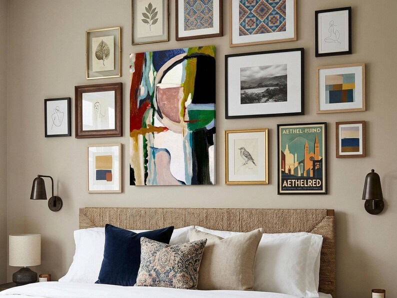 Abstract Canvas Print Bust Triptych Wall Art Colorful Living Room Artwork Contemporary Bedroom Painting Texas Artist Original image 9