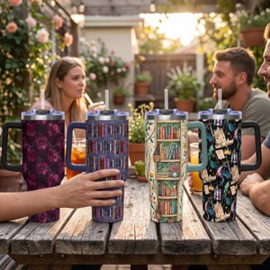 Book Lover Gift Reading Tumbler Library Aesthetic Cozy Bookish Gifts Men Insulated Cup Literary Travel Mug Botanical Design Drinkware 40oz image 15
