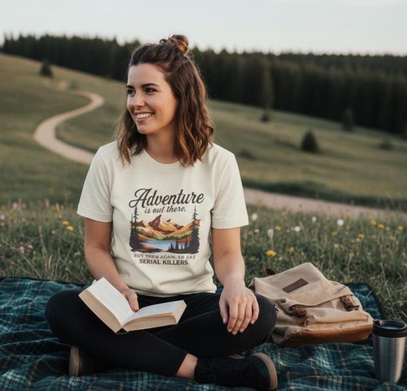 Funny Hiking Shirt Vintage Outdoor Tee Mountain Landscape Retro Nature Graphic Sarcastic Camping Humor Adventure Theme Gifts For Hikers Outdoor Enthusiast Apparel Comfortable Cotton Shirt Darkly Playful Design Antisocial Introvert Humor