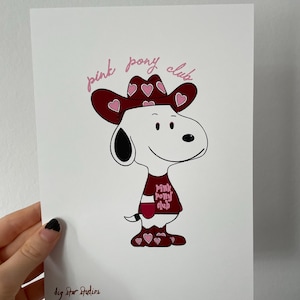 Chappell Roan Snoopy Pink Pony Club Midwest Princess impresión artística tamaño A5, póster, regalo de arte de pared para ella