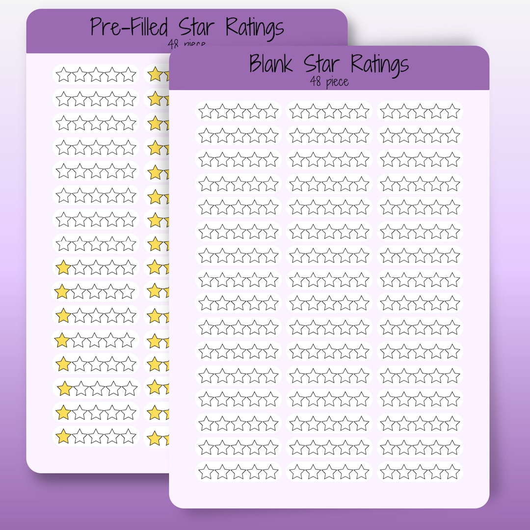 Star Rating Stickers for Book Journal Reading Journal - Etsy