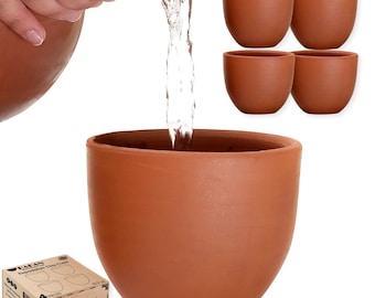 Juego de tazas de terracota hechas a mano: Vasos de arcilla natural, 500 ml