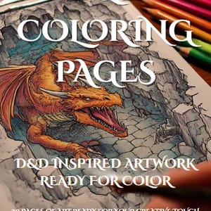 Libro para colorear de D&D imprimible / Páginas de arte para juegos de rol de fantasía / Actividad para juegos de mesa / Regalo para Dungeon Master / Descarga instantánea en PDF