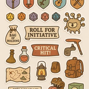 Folha de adesivos de D&D