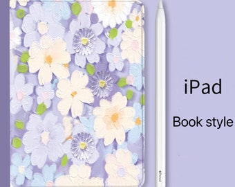 Purple Flowers Oil Painting iPad 10.2 case iPad 9.7 case iPad Air 4 iPad Pro 12.9 iPad Mini 6 iPad 8th iPad Pro 11 iPad 9th generation Cover
