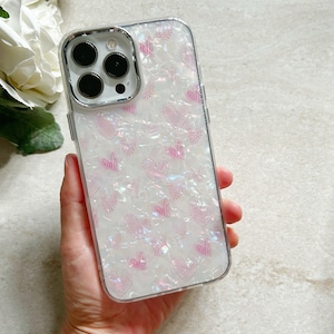 Pink Heart Resin iPhone Case for iPhone 15 14 13 12 11 pro max case, iPhone 15 14 13 12 11 Case Shockproof phone case for gift