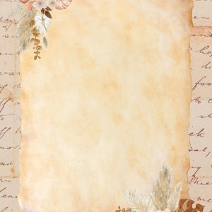 Borde de página de papel estético marrón y crema/florecimiento clásico: borde vintage marrón para un estilo atemporal