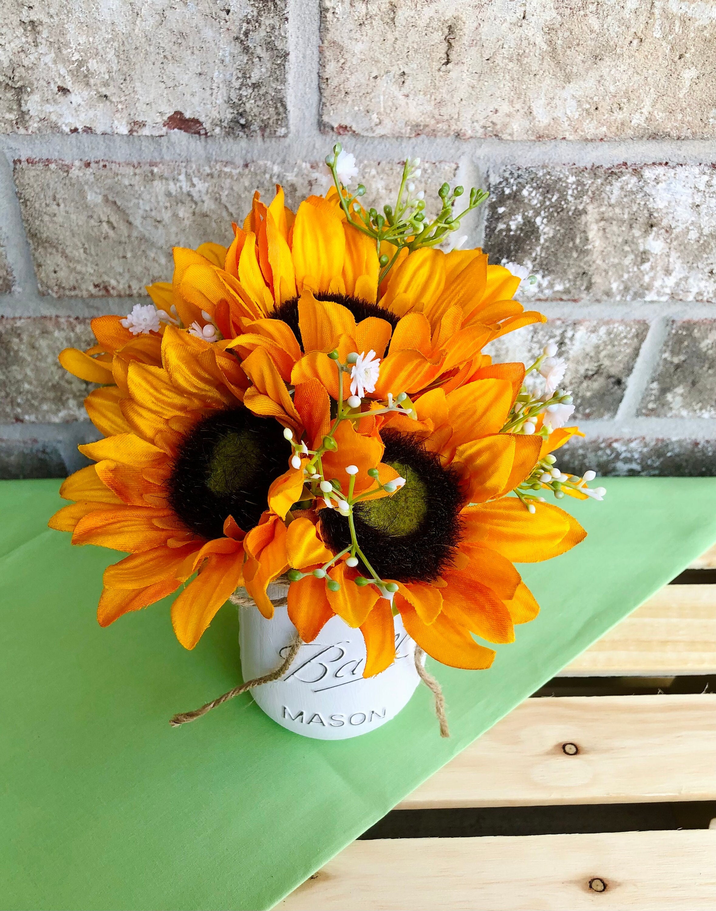 Sunflower Mason Jar Centerpiece