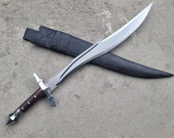 30" Spartan Hunting Sword – Handmade Carbon Steel Blade with Leather Sheath