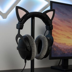 Cat Ear Headphone Attachments | Removable Gaming and Cosplay Accessory – Gift for Gamers and Streamers