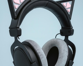 Cat Ear Headphone Attachments with Heart | Removable Gaming and Cosplay Accessory – Gift for Gamers and Streamers