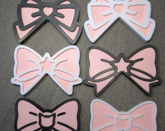 Kawaii Monitor Bows – Heart, Star or Cat | 3D Printed Screen Decor for Cute Desk Setup, Streamers & Gamers (Set of 2)