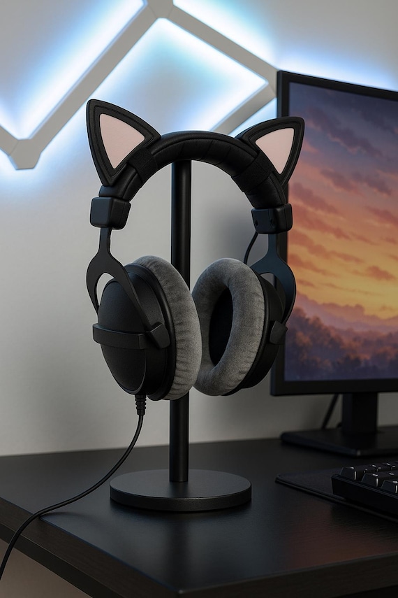 Katzenohren Kopfhörer Aufsatz | Abnehmbares Gaming- und Cosplay-Zubehör – Geschenk für Gamer und Streamer