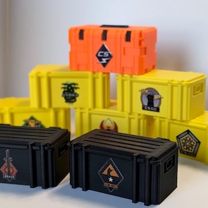 CS2 / CS:GO Loot Crate with Hinged Lid | 3D Printed Gaming Box – Gamer Gift, Storage for USB Sticks, Keycaps & Coins
