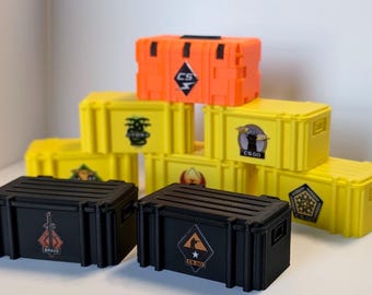 CS2 / CS:GO Loot Crate with Hinged Lid | 3D Printed Gaming Box – Gamer Gift, Storage for USB Sticks, Keycaps & Coins
