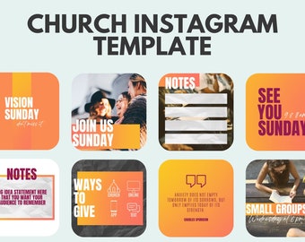 Church Instagram Post Templates: Orange Gradient Design (EDITABLE CANVA File)