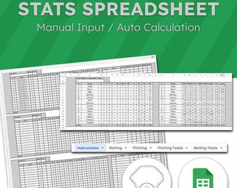 Seguimiento de estadísticas de béisbol / Plantilla editable de Hojas de cálculo de Google (descarga digital)