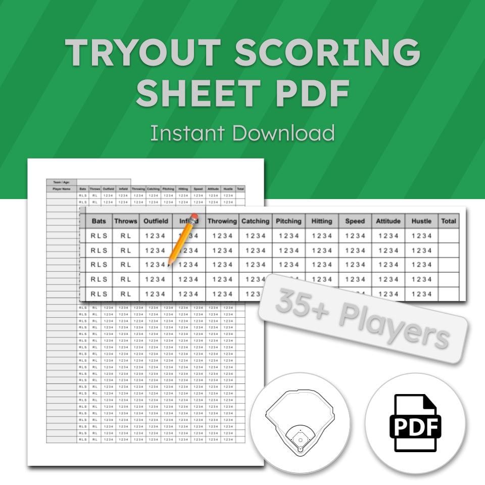 Baseball Tryout Scoring Sheet PDF | Player Evaluation Form for Coaches ...