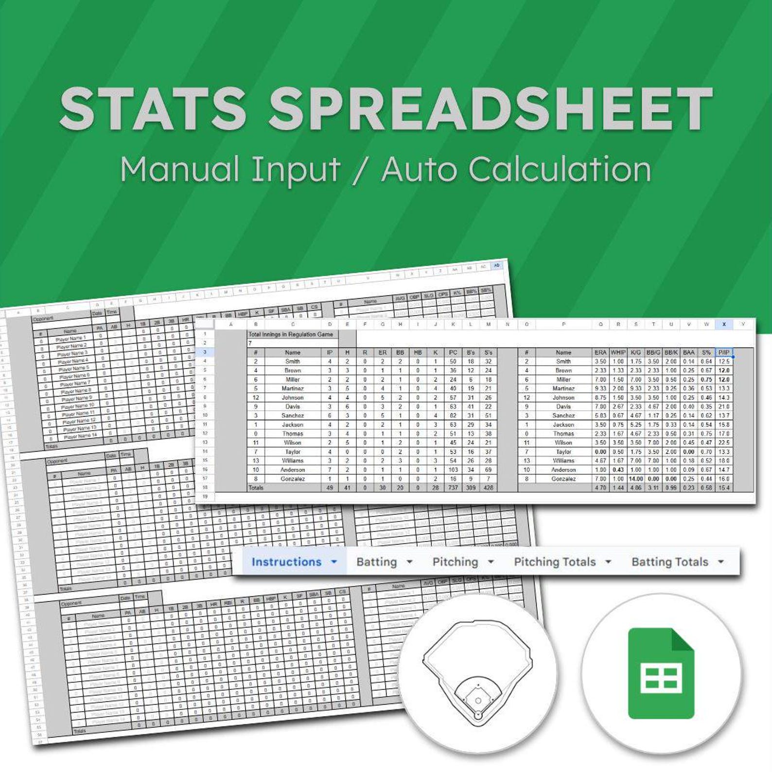 Baseball Stat Tracker | Editable Google Sheets Template (digital ...