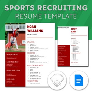 Sports Recruiting Resume Template | Editable Google Docs Athlete Resume | College Recruiting Profile for Student Athletes