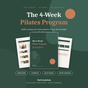 4 Wochen Pilates Trainingsplan für Anfänger | At Home Mat Pilates-Programm | Druckbare PDF-Anleitung, ohne Ausrüstung, Kern & Haltung