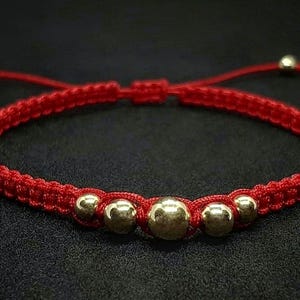 Red String Bracelet with Gold Filled Beads | Handmade Good Luck Protection Bracelet | Dainty Minimalist Gift for Her