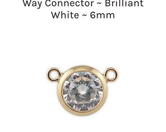 Gelbgold gefüllt 2-Wege-Verbinder - 6 mm Zirkonia Link für die Schmuckherstellung