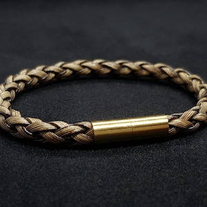 Light Brown Faux Leather Bracelet | 6mm Cord with Gold Plated Magnetic Clasp | Unisex Gift