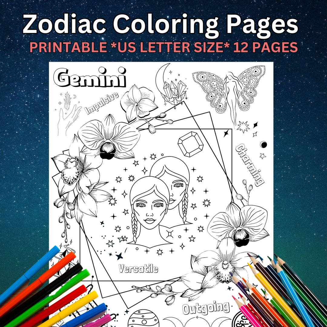 Zodiac Coloring Pages - Downloadable Pdf Files - 25 Total Pages - Etsy