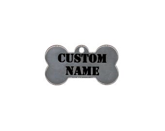 Placa de identificación personalizada de acero inoxidable para perro, placa de identificación grabada para mascota