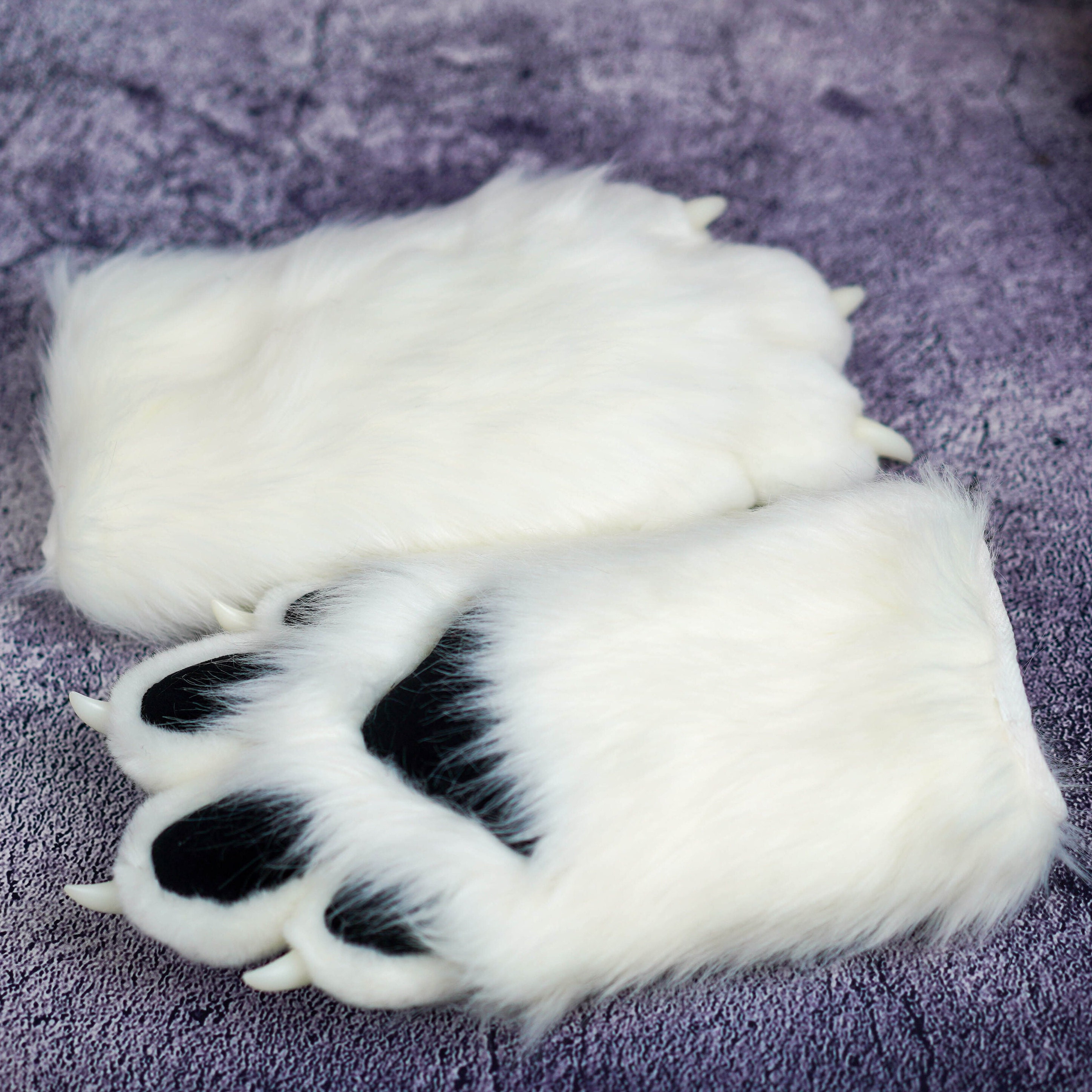 White Furry Paws With Black Meat Pads, Fursuit Paws, Custom Cat Fursuit