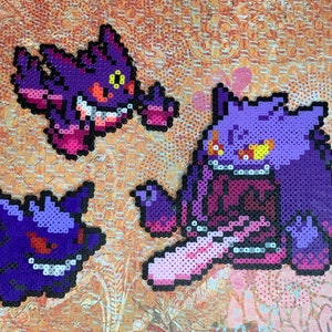 Mega Shiny Gengar Kandi Perler Pokemon Wall Art Pikachu Ghost