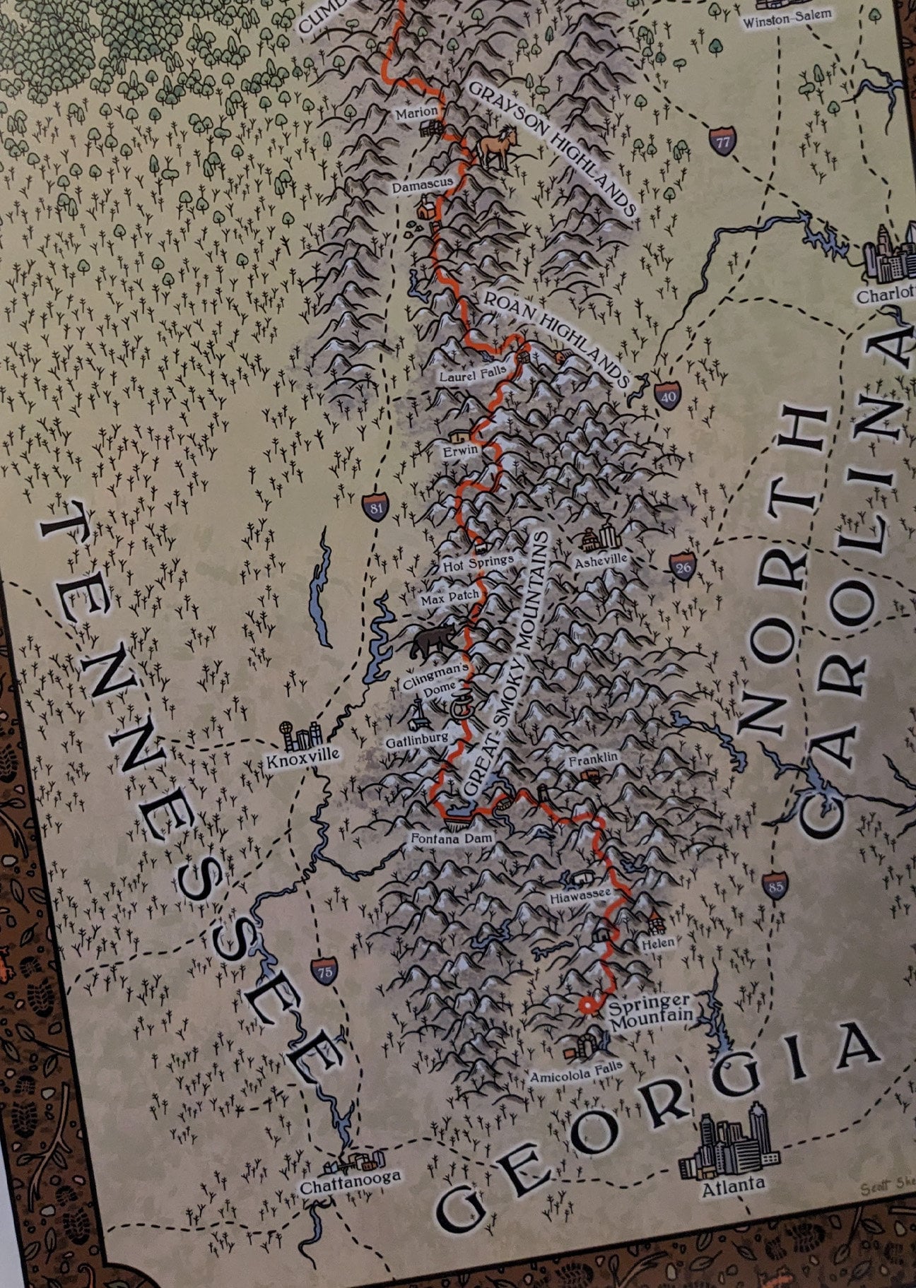 Appalachian Trail Map - 10"x48" Linear Version - Etsy