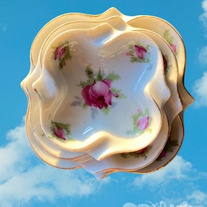 Vintage Rose Ashtray Stacking Set