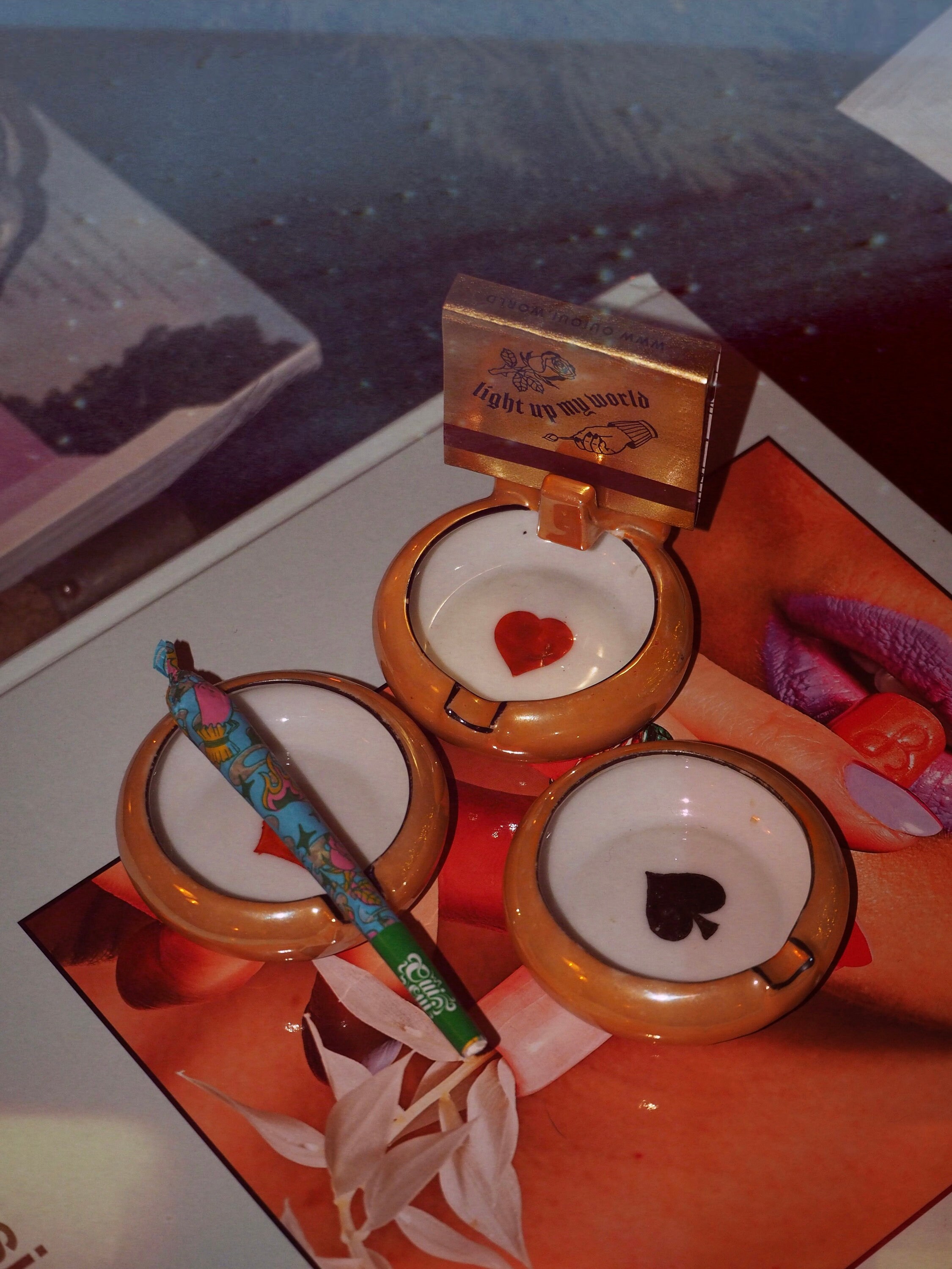 Mini Japanese Playing Card Ashtray Set Etsy