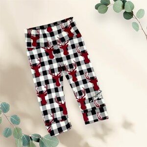 Christmas leggings for babies - Black and white buffalo plaid leggings - Christmas leggings for toddlers - Christmas themed leggings