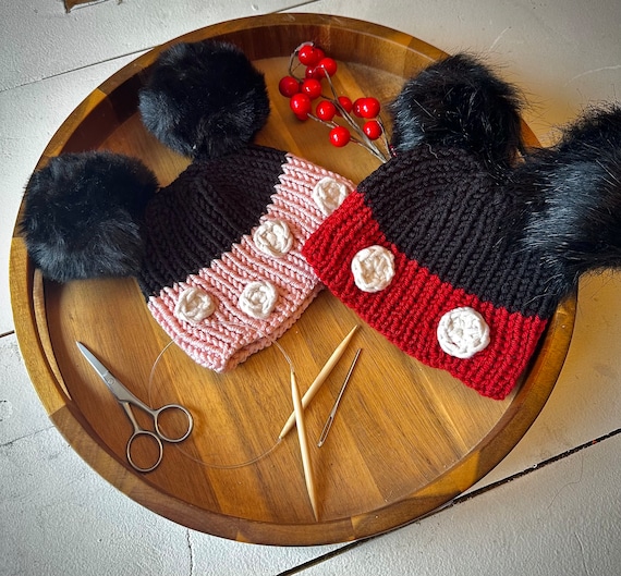 Minnie Mouse Pom Pom Knit Winter Christmas Hat Women’s Red Yellow Disney Minnie Santa Cap – Village Hat Shop main image 4