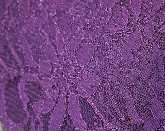 Embroidered 3d floral lace ultra soft fabric purple 55" wide by the yard