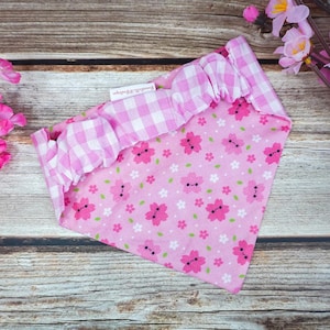 DOG SCRUNCHIE BANDANA | Smiling Sakura | Cherry Blossom Bandana | Spring Dog Bandana | Handmade Dog Bandana | Cute Dog Bandana