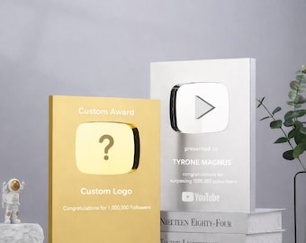 Personalisierter YouTube Play Button Award - Personalisierte Aluminium Artist Trophäe 31 x 24 cm - 1:1 Nachbau