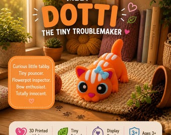 Dotti the Tabby Cat - Articulated Mini 3D Printed Burrow Buddy Toy