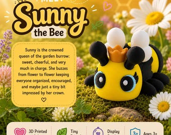 Sunny die Biene - Gelenk Mini 3D gedruckte Burrow Buddy Spielzeug