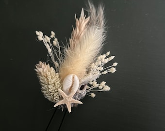 Bruidshaaraccessoires, gedroogde bloemenhaaraccessoires, gedroogde bloempinnen, schelphaaraccessoires, boho haarspelden, handgemaakte haarspelden