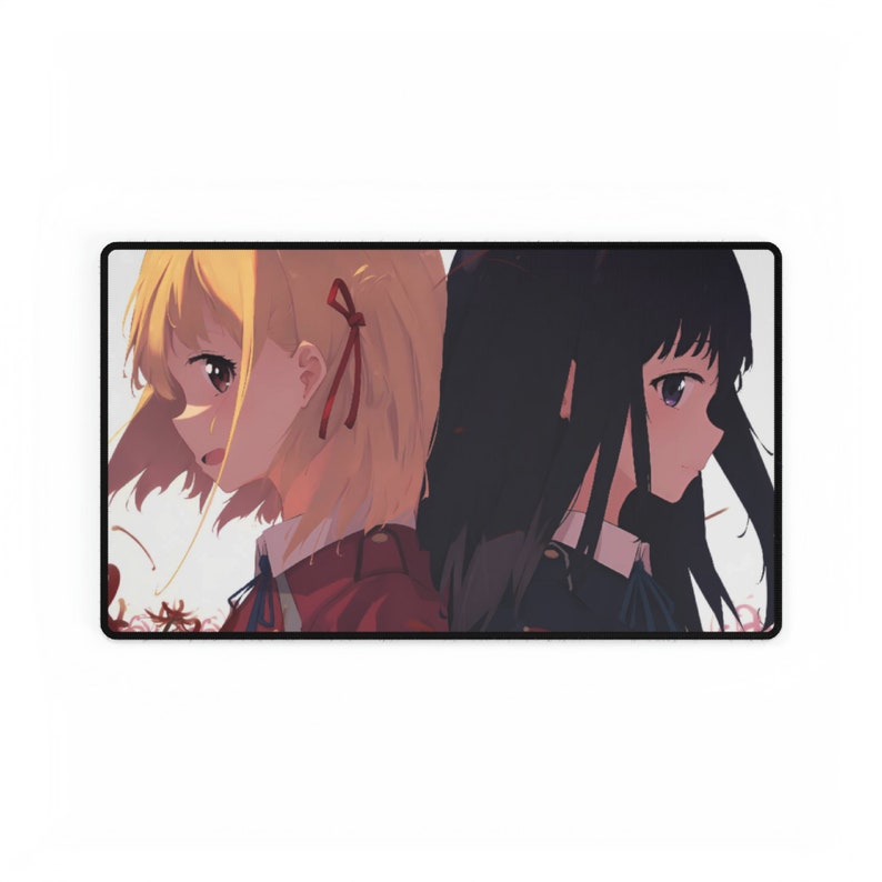 lycoris recoil mouse pad Chisato and Takina anime mouse pad Manga Kawaii mouse pad japan lofi girl gaming decoration gaming accessories mouse pad XXL Kawaii 23.6" × 13.8"