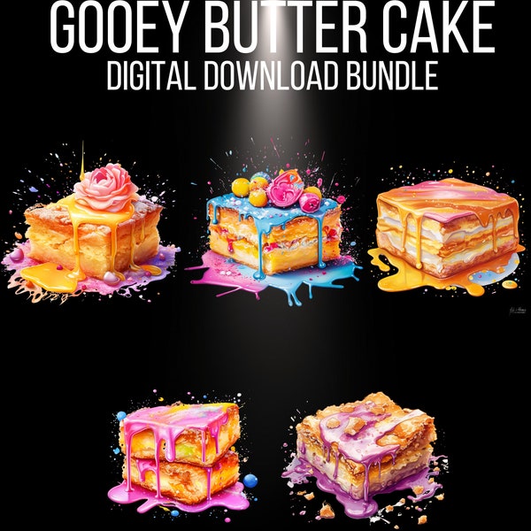 Gooey Butter Cake Pop Art Bundle - Set of 5 Unique Transparent Background Files - Digital Download - Commercial Use