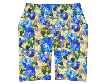 September Serenity: Geburtsmonat Blume und Birthstone Shorts mit hoher Taille