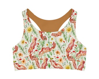 Sizzle & Bloom: Bacon and Wildflower Sports Bra